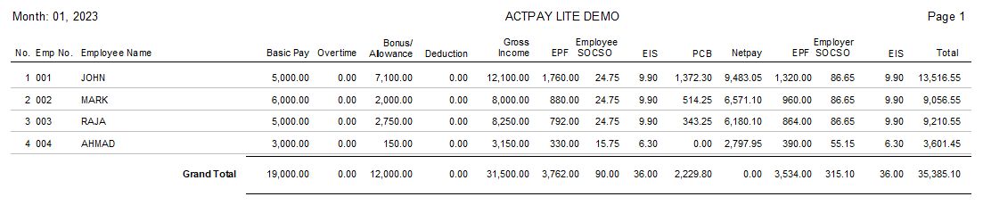 payroll summary report